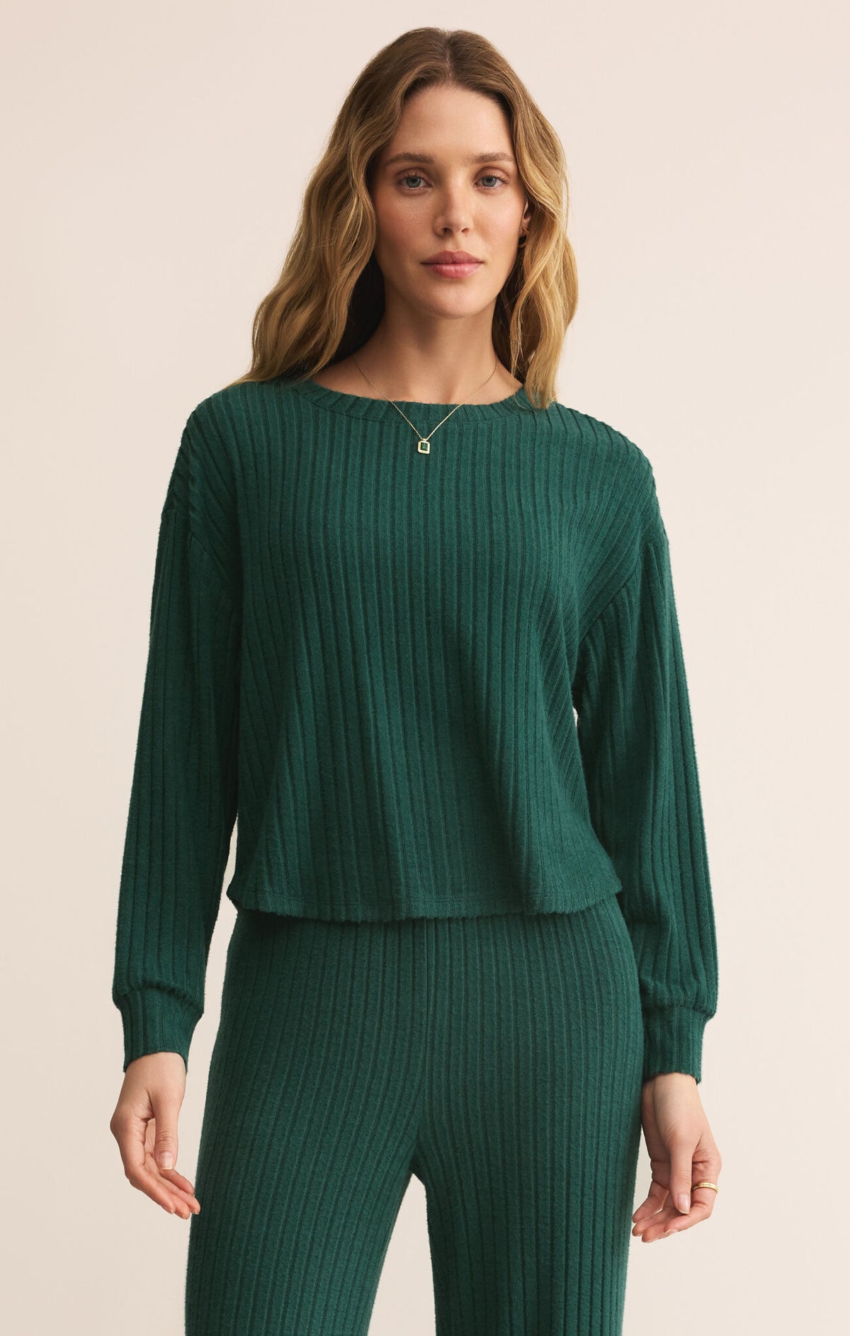 Elfie Rib Long sleeve Top in Mistletoe