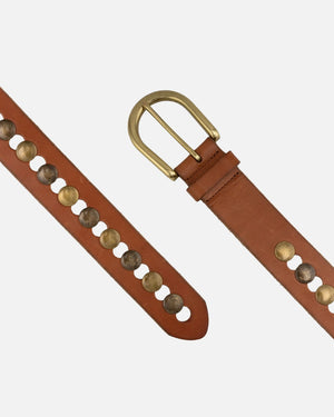 Jasmyn Studded Western Belt in Cognac