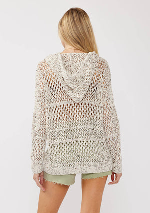 Lilly Long Sleeve Open Knit Crochet Pullover Hoodie