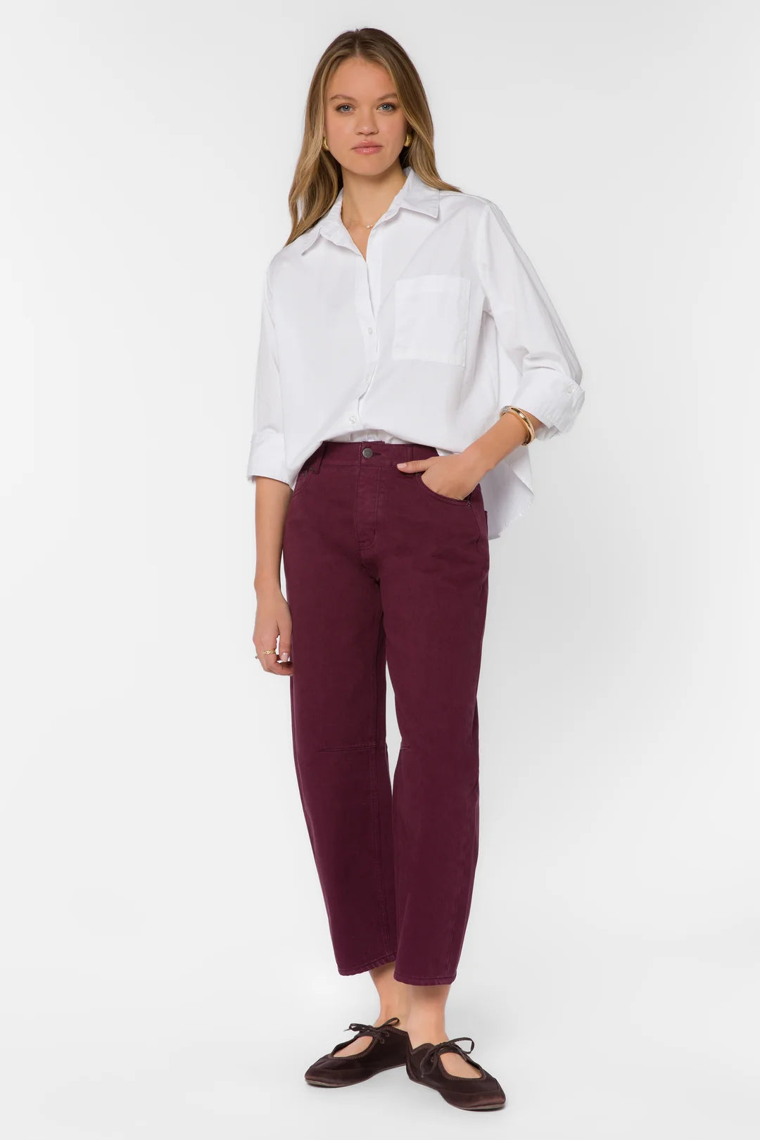 Reyna Barrel Jeans in Plum