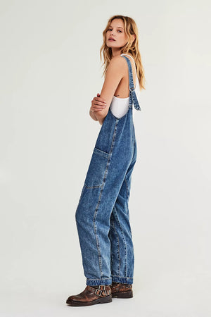 Free People High Roller Jumpsuit in Sapphire Blue