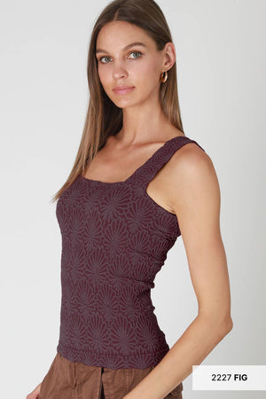 NIKIBIKI Lace Textured Square Tank Top