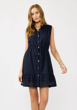 Dahlia Floral Eyelet Button-Down Tank Dress