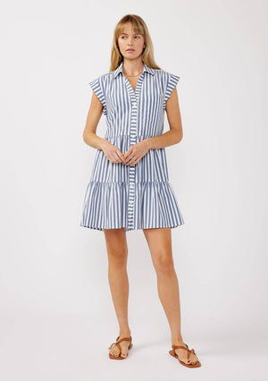 Marlowe Striped Collared Button-Down Tiered Dress