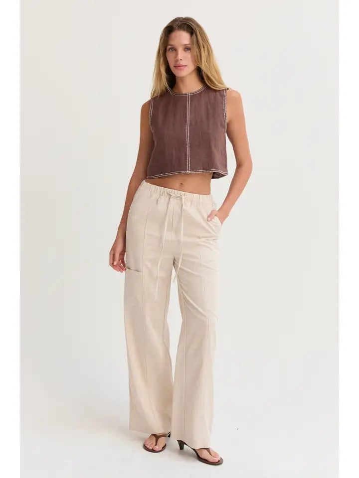 Willow Pull On Tencel Blend Pant in Bone