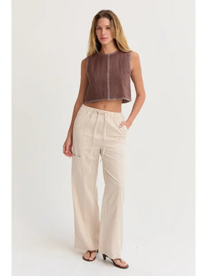 Willow Pull On Tencel Blend Pant in Bone