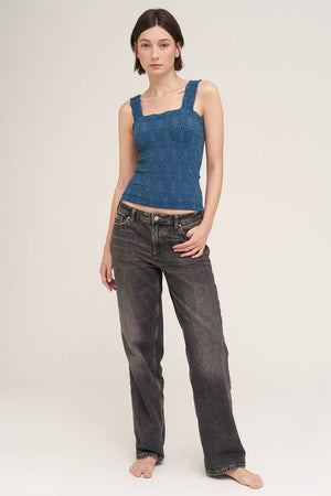 NIKIBIKI Lace Textured Square Tank Top