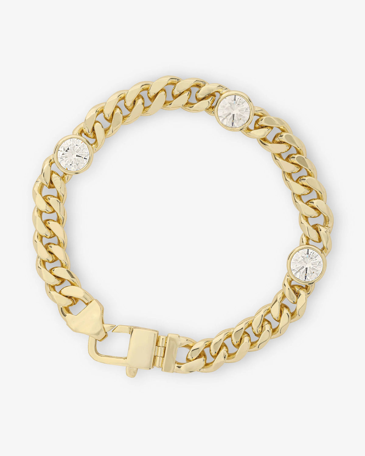 Julian Triple Diamond Cuban Chain Braclet in White Gold