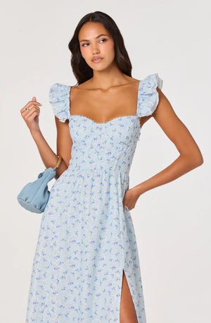 ASTR The Label Wedelia Dress in Blue Floral