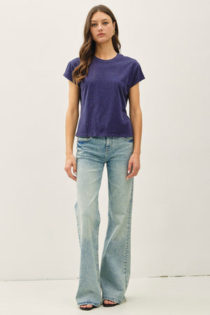 Garment Dye Cotton Slub Slim Fit Crewneck Baby Tee