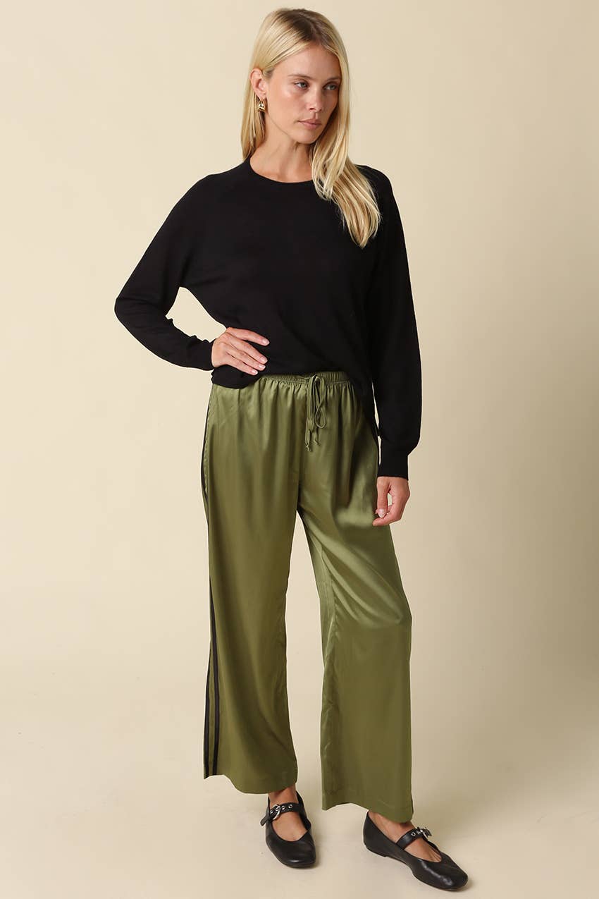 Maggie Side Stripe Pants in Olive