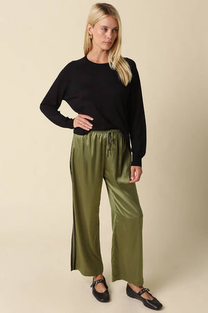 Maggie Side Stripe Pants in Olive