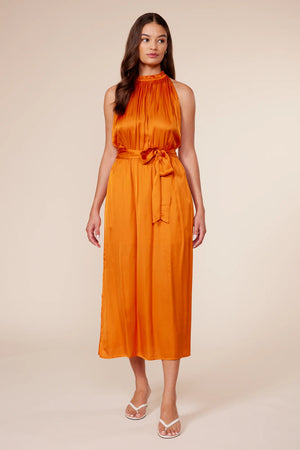 TENLEY Orange Silk MAXI DRESS