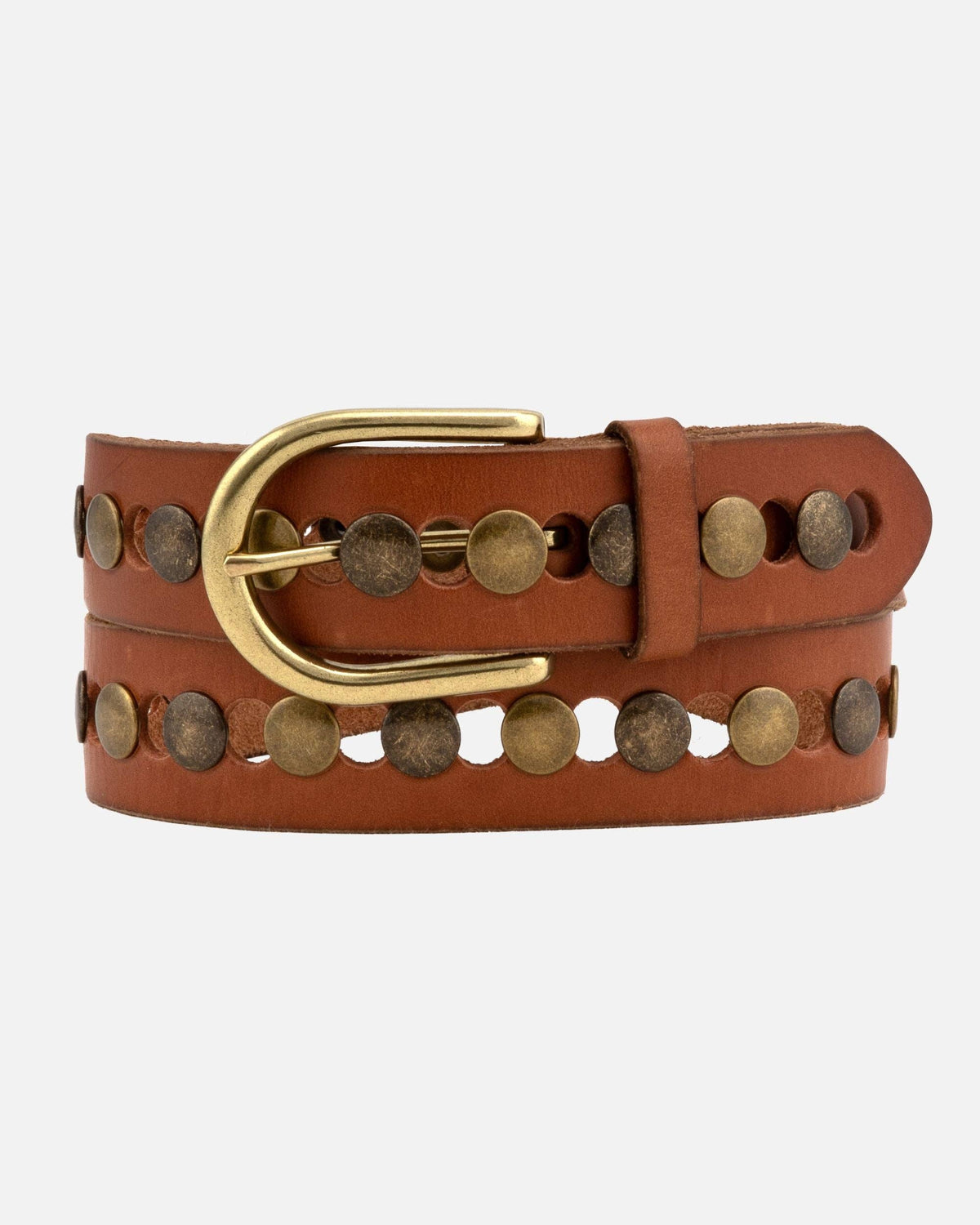 Jasmyn Studded Western Belt in Cognac