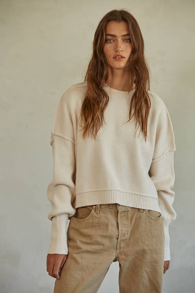 By Together Cropped Knit Sweater in Natural