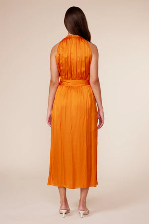 TENLEY Orange Silk MAXI DRESS