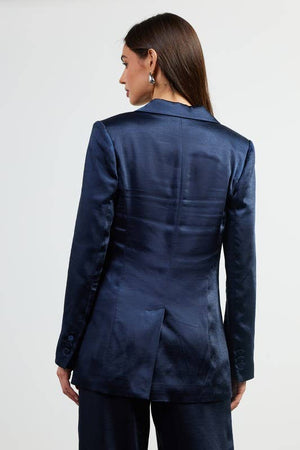 One Button Dull Satin Blazer