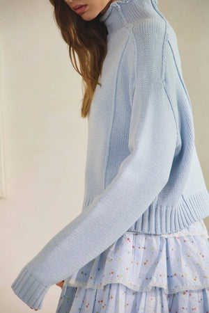 Mock Neck Open Seam Sweater