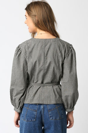 Marie Gingham Button Blouse