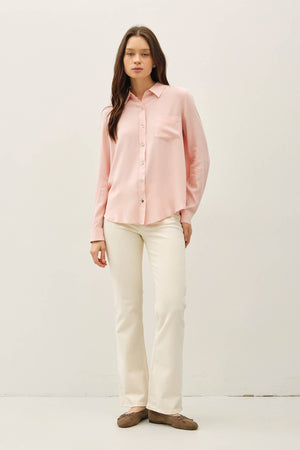 Blush Button Up Long Sleeve Top
