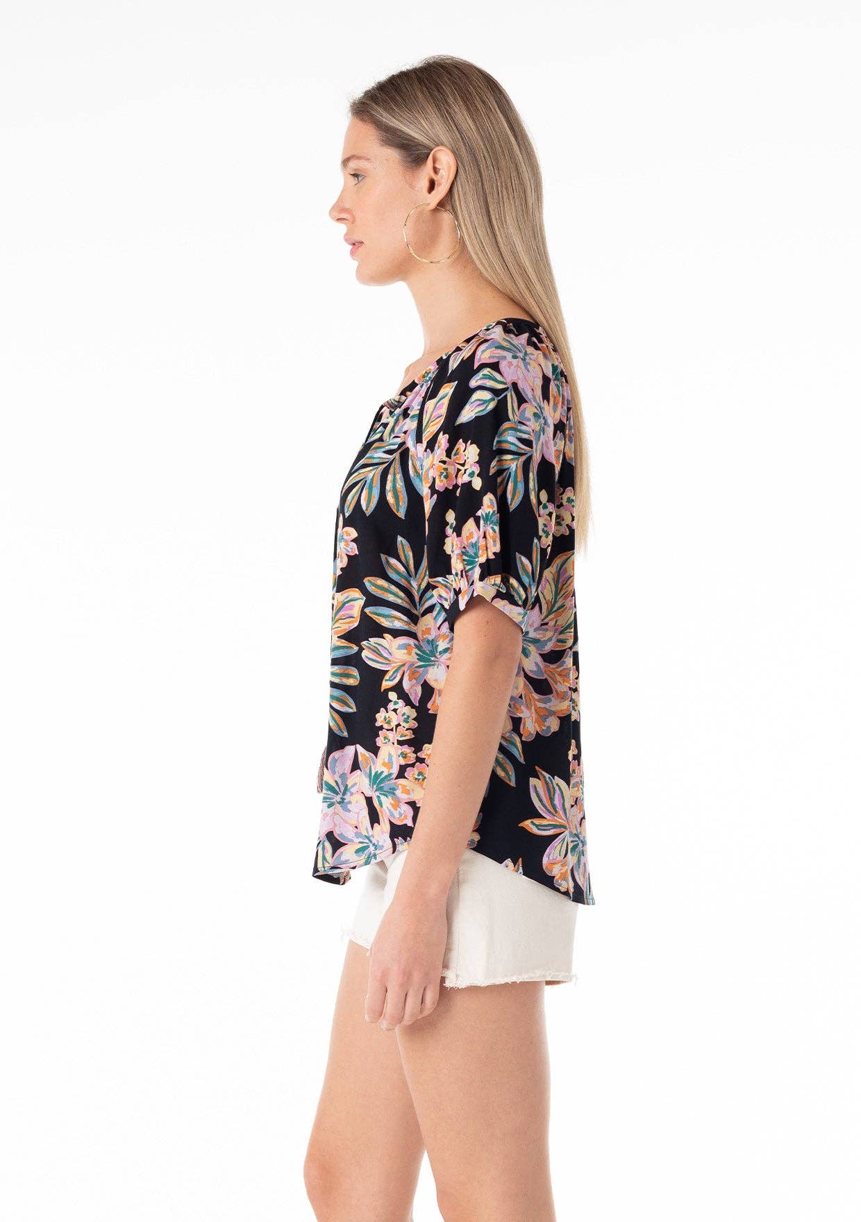 Rosalie Floral Short Sleeve Button Down Blouse