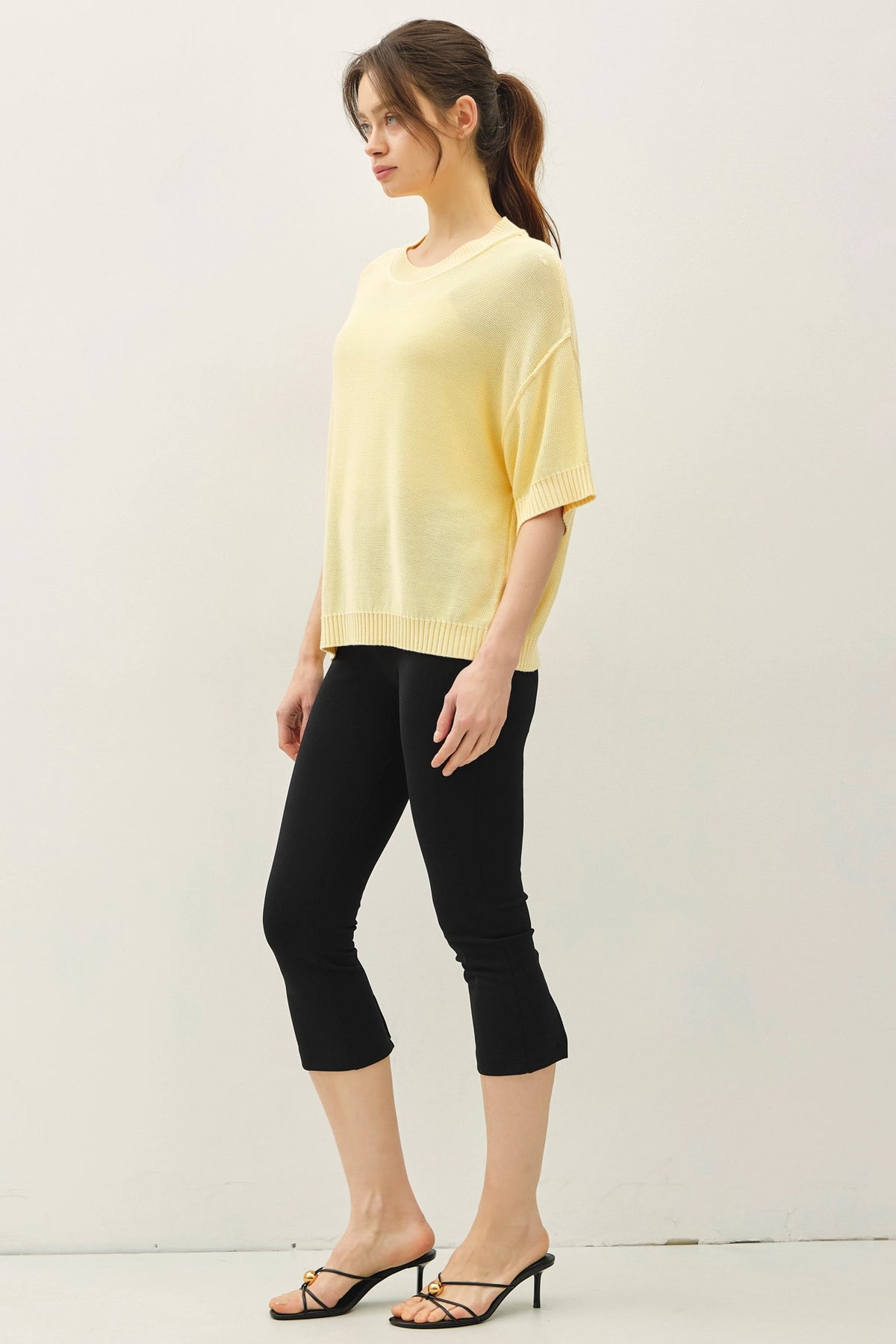Oversize Cut Sweater Top with Raw Edge