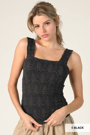 NIKIBIKI Lace Textured Square Tank Top