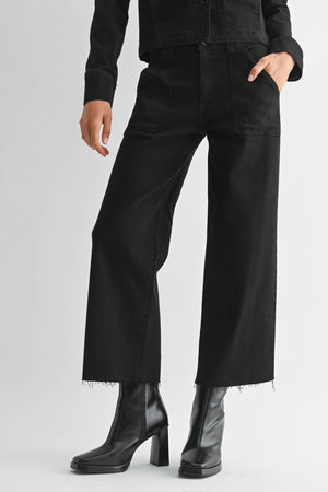 Just Black Denim Petite Palazzo Black Denim Pants