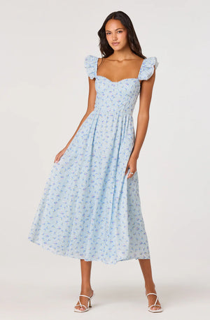ASTR The Label Wedelia Dress in Blue Floral
