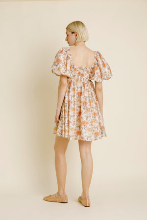 RUCHED SHIRRED Floral MINI Babydoll DRESS