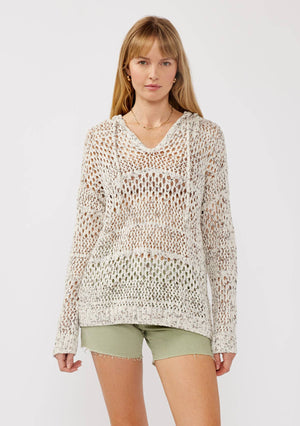 Lilly Long Sleeve Open Knit Crochet Pullover Hoodie