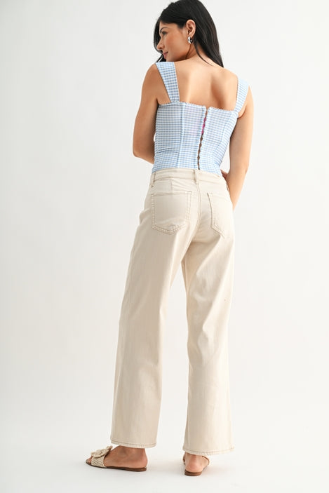 Almond Twill Straight Leg Trouser Pant