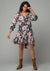 Tamsin Floral High-Low 3/4 Sleeve V Neck Mini Dress