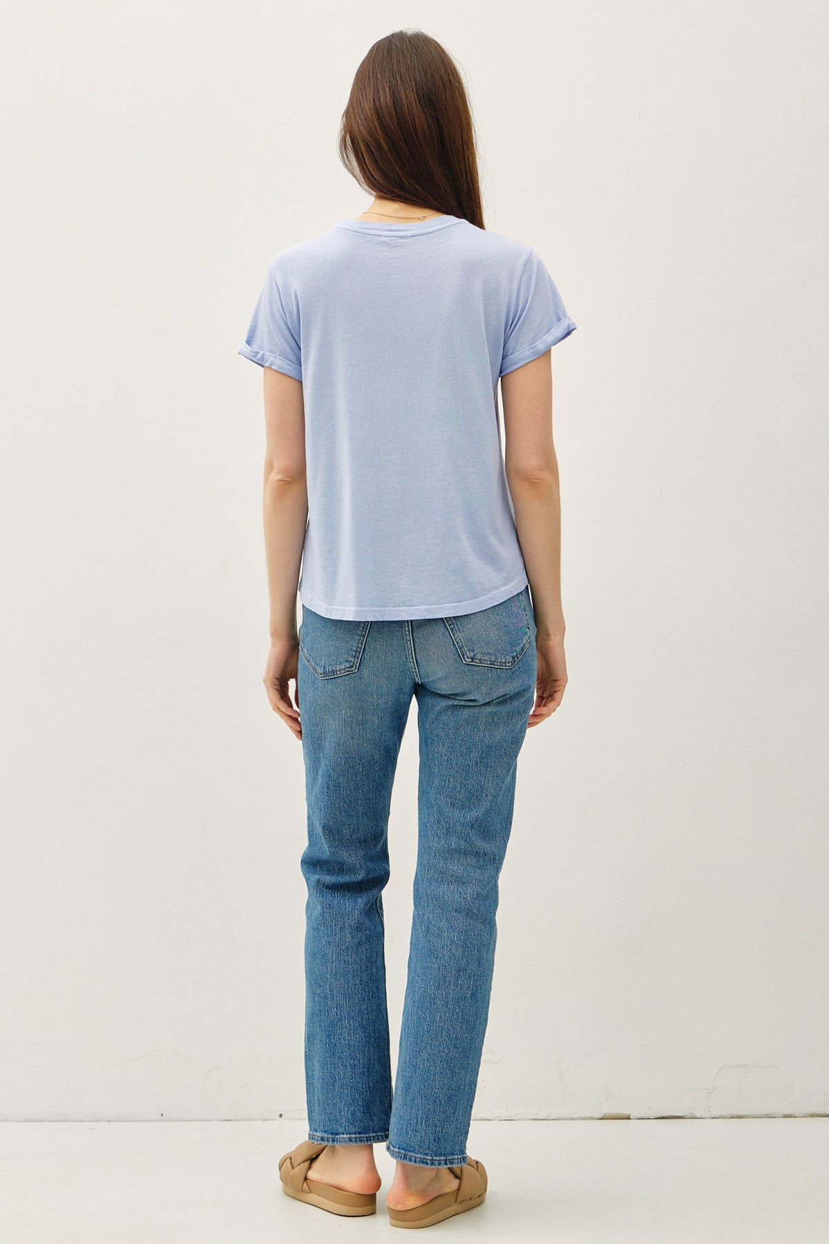 Boxy Cut Tee w/ Roll Sleeve