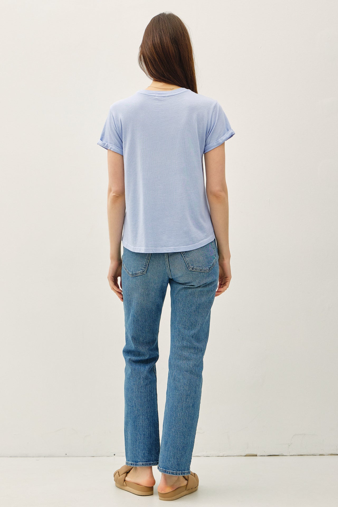 Boxy Cut Tee w/ Roll Sleeve