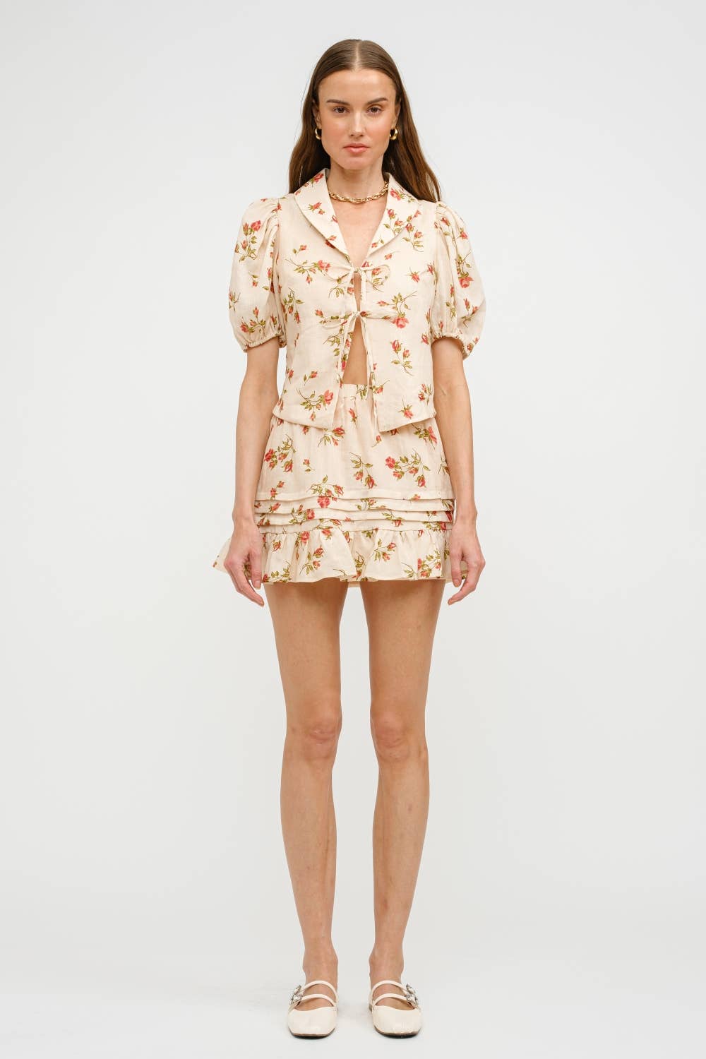 Madeline Floral Tie-Front Blouse