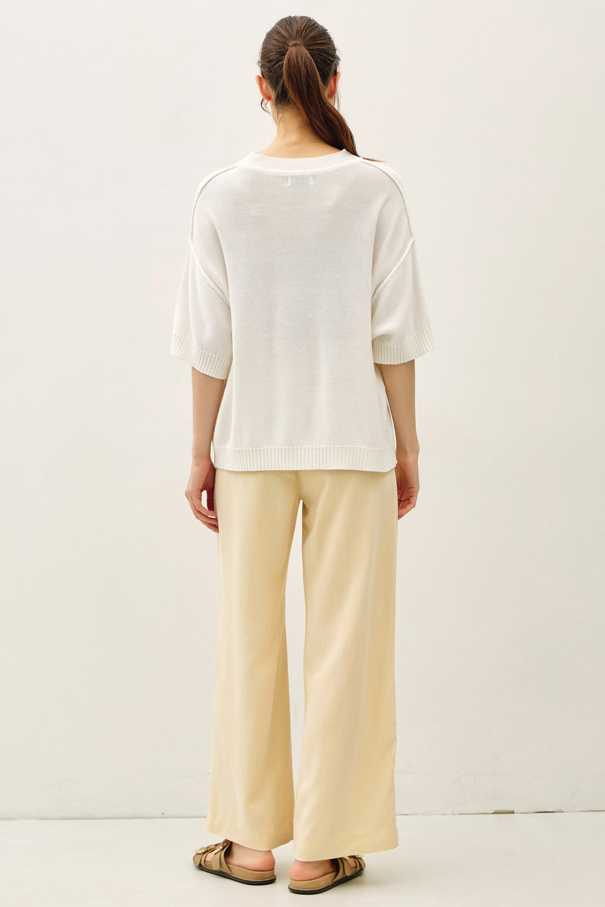 Oversize Cut Sweater Top with Raw Edge