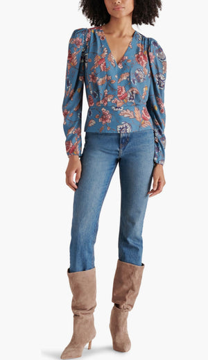 Steve Madden SAIGE Floral Cabet Blue TOP