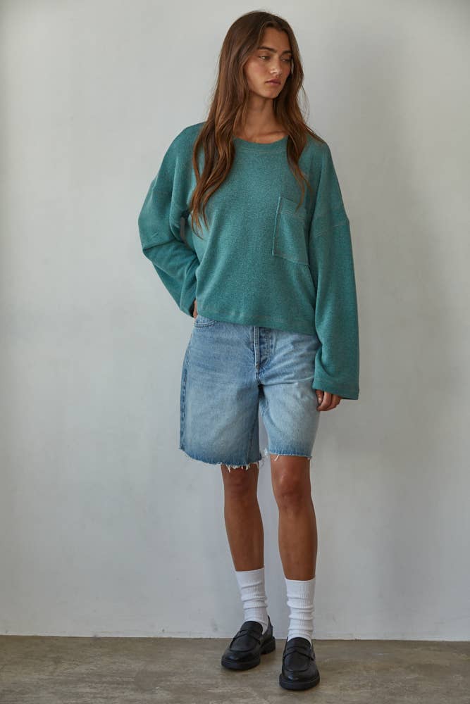 Knit Sweater Front Pocket Pullover Top