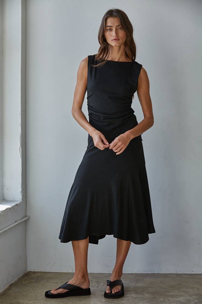 Knit Layered Sleeveless Black Top