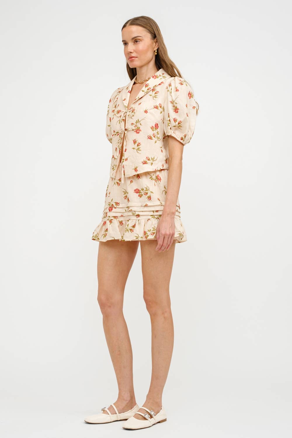 Madeline Floral Tie-Front Blouse