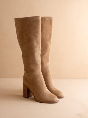 The Shiloh | Latte Knee High Block Heel Fall Boot
