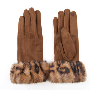 Ryan Animal Print Faux Fur Texting Winter Gloves