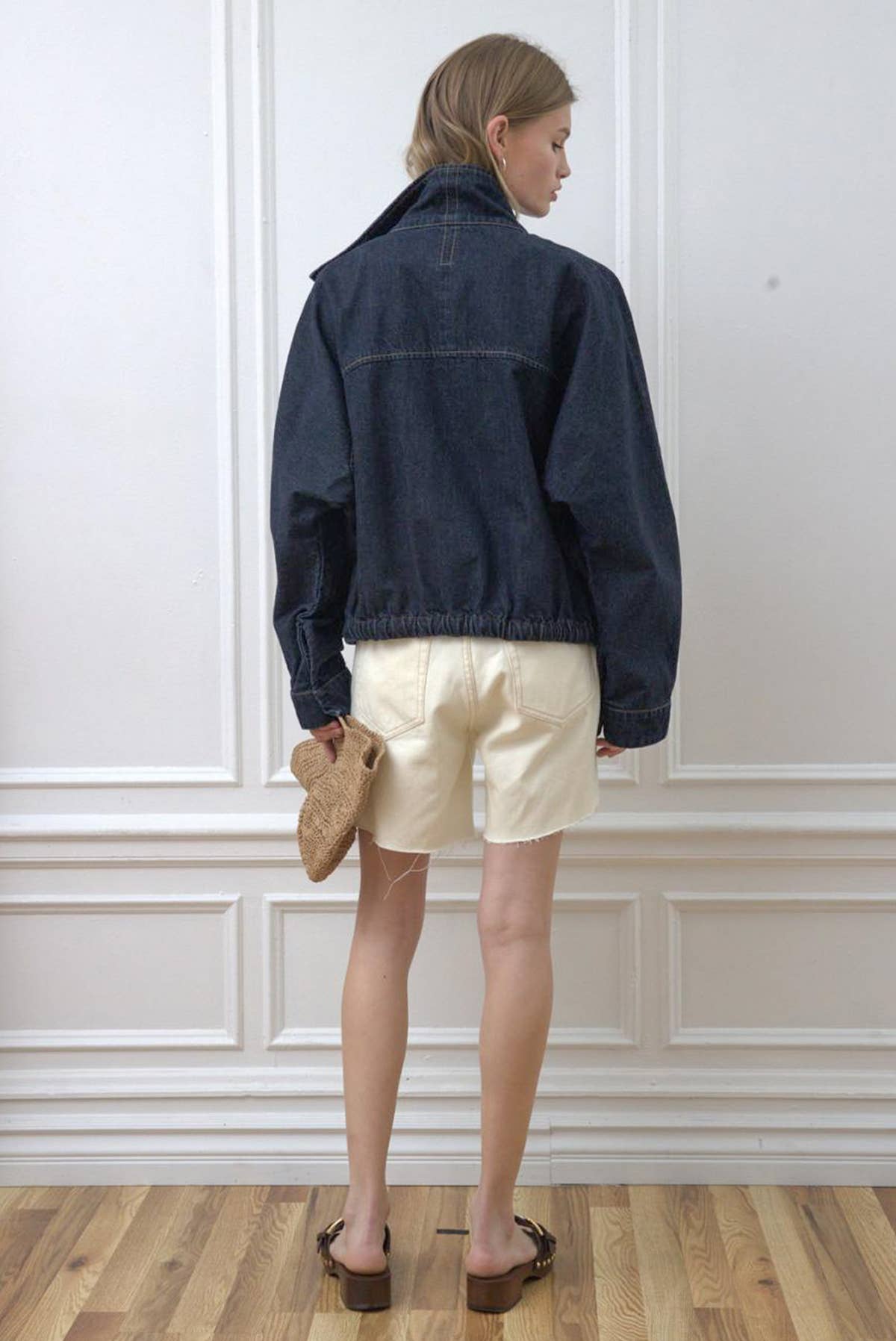 Funnel Neck Jacket in Dark Denim