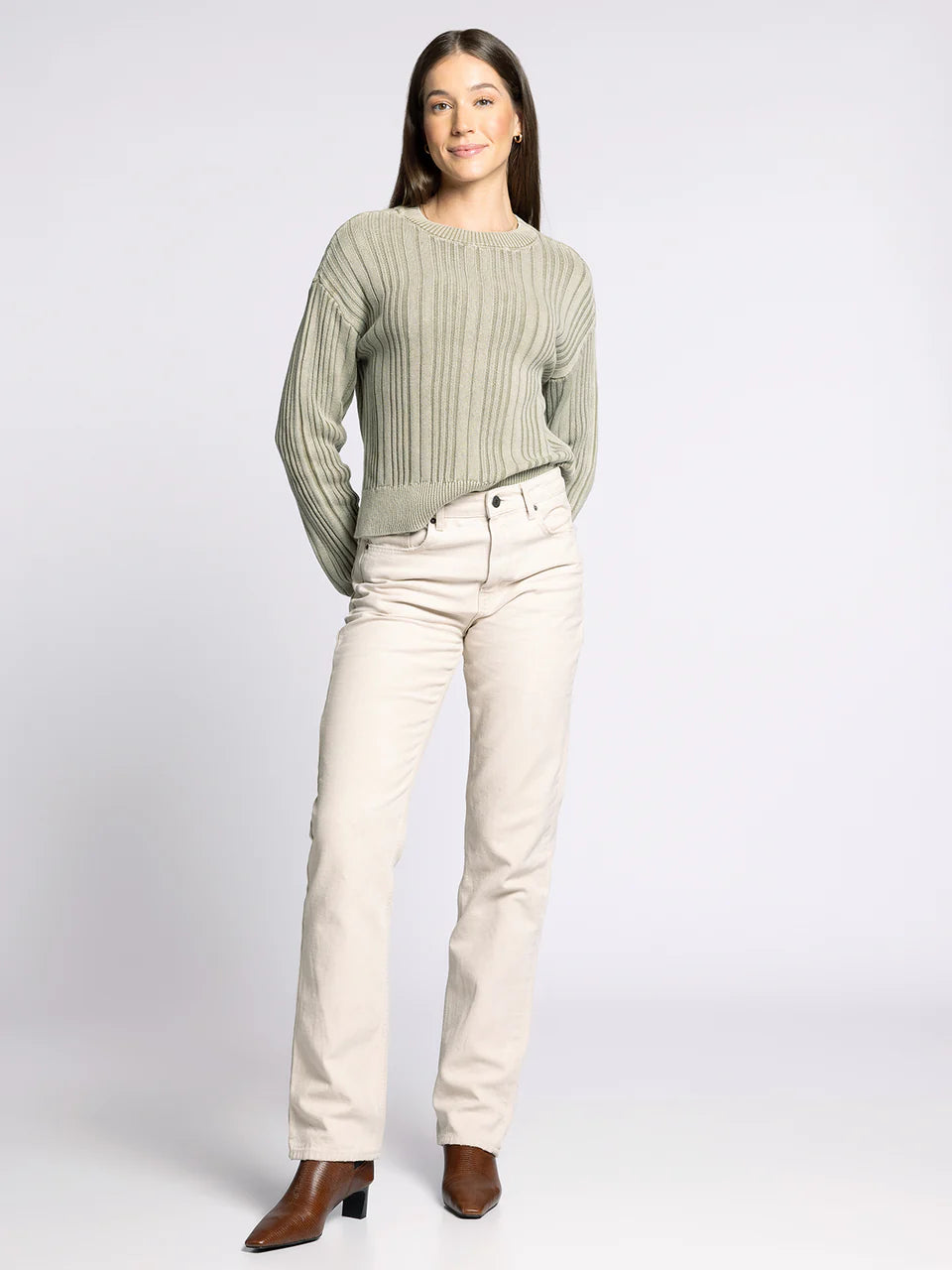 Lucille Sage Ribbed Sweater
