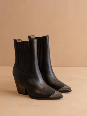 The Arizona | Distressed Black Western Chelsea Fall Bootie