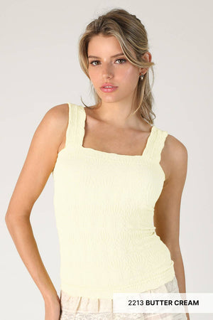 NIKIBIKI Lace Textured Square Tank Top