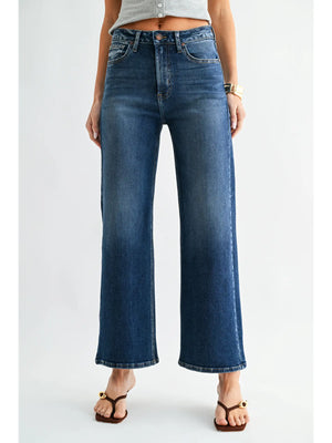 High Rise Wide Leg Dark Denim Jeans