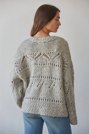 Lila Buttondown Long Sleeve Crochet Cardigan