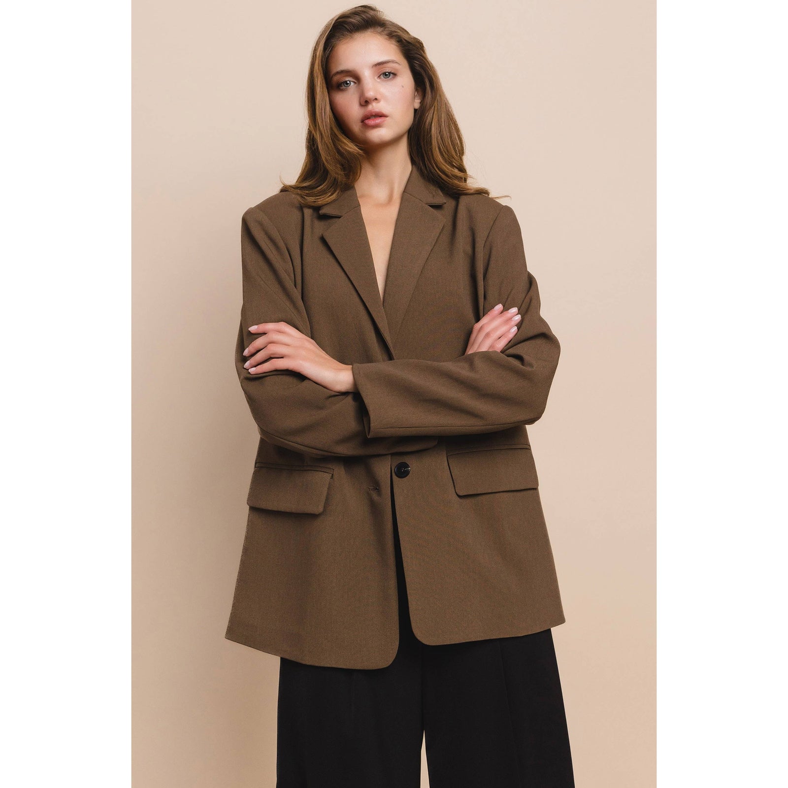 Relaxed Fit Blazer in Brown